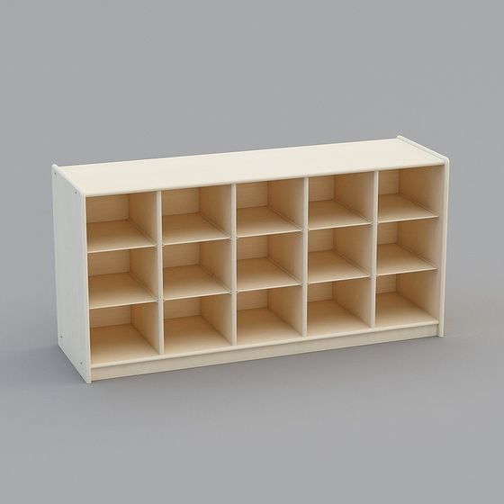 Low-Poly Wooden Storage Cabinet 3D model