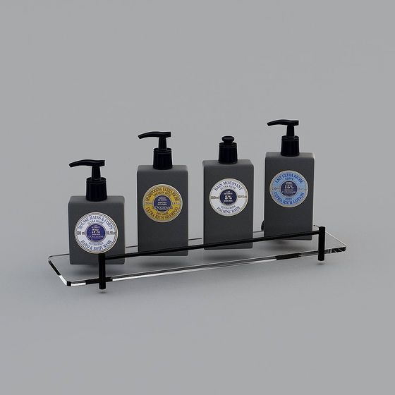 Elegant Low-Poly Bathroom Care Set 3D model