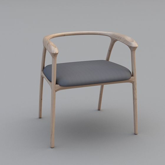 Elegant Curved Wood Chair 3D model for Contemporary Spaces