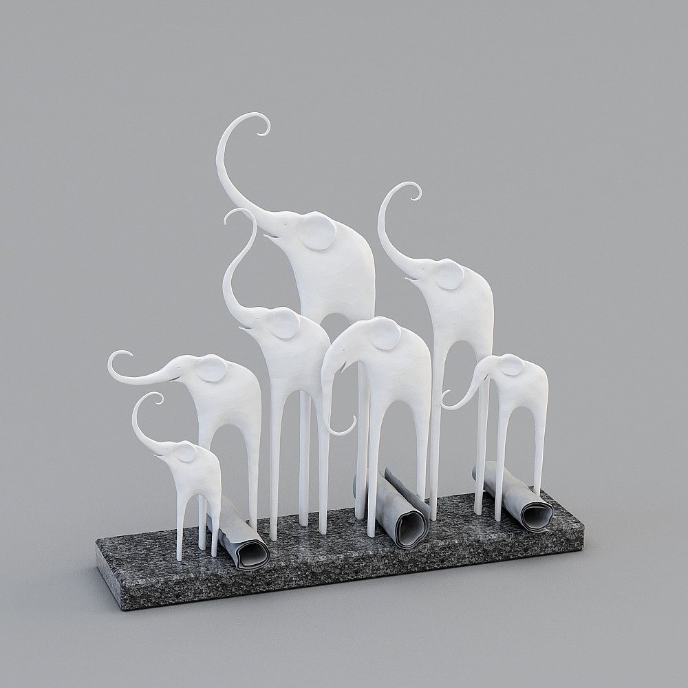 Artistic Low-Poly Elephant Sculpture 3D model
