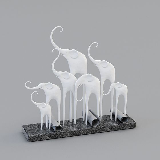 Artistic Low-Poly Elephant Sculpture 3D model
