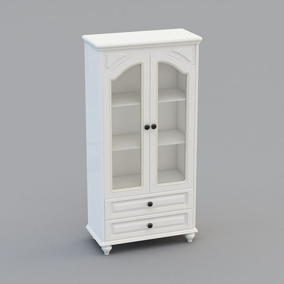 Chic White Display Cabinet 3D model for Modern Interiors