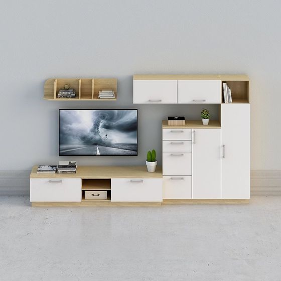 Minimalist TV Cabinet 3D model for Contemporary Living