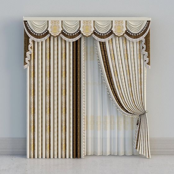 Classic European Style Curtain 3D model