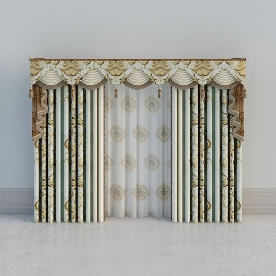 Stylish Green 3D Curtain Model for Creative Projects