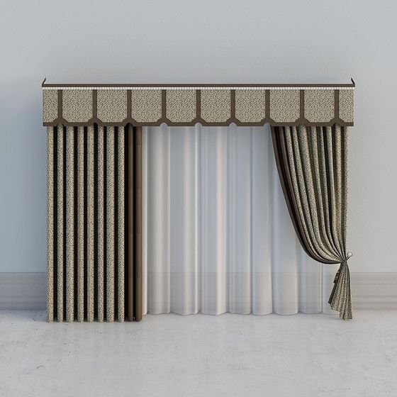 Elegant Low-Polygon Curtain 3D Model