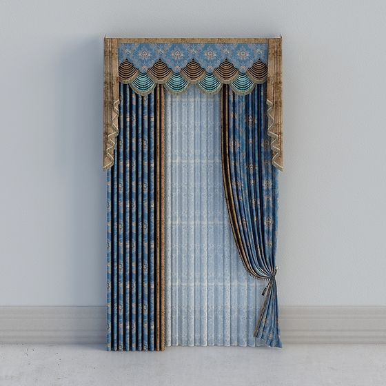 Elegant Low-Polygon Curtain 3D Model