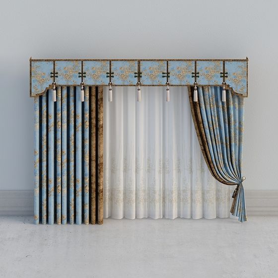 Elegant Low-Poly Curtain 3D model