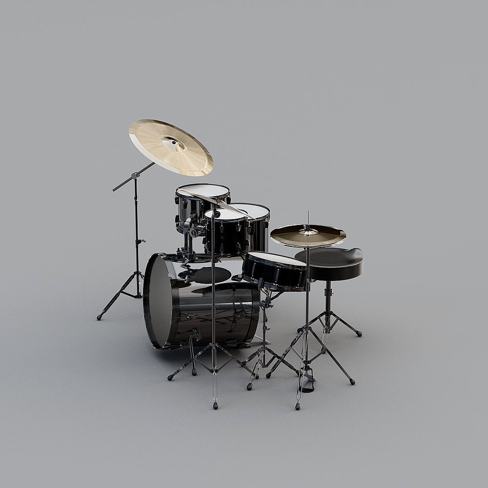 High-Detail Low-Poly Drum Kit 3D model