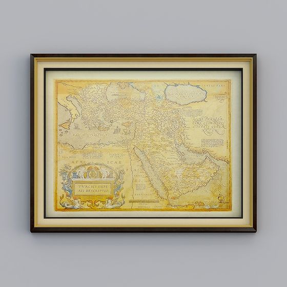 Vintage Map Frame 3D model