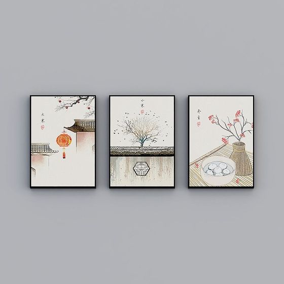 Ink Wash Triptych 3D model