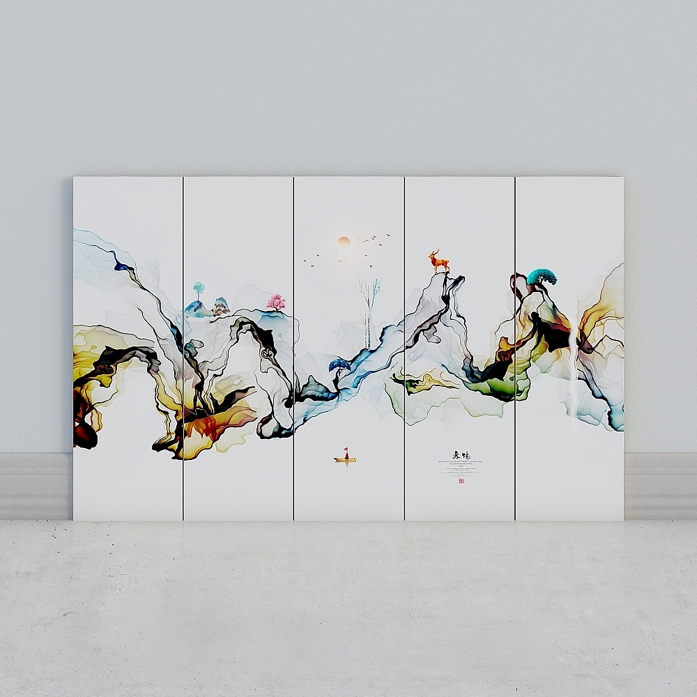 Seamless mural hard wrapped with Ellan wall cloth, post-modern C