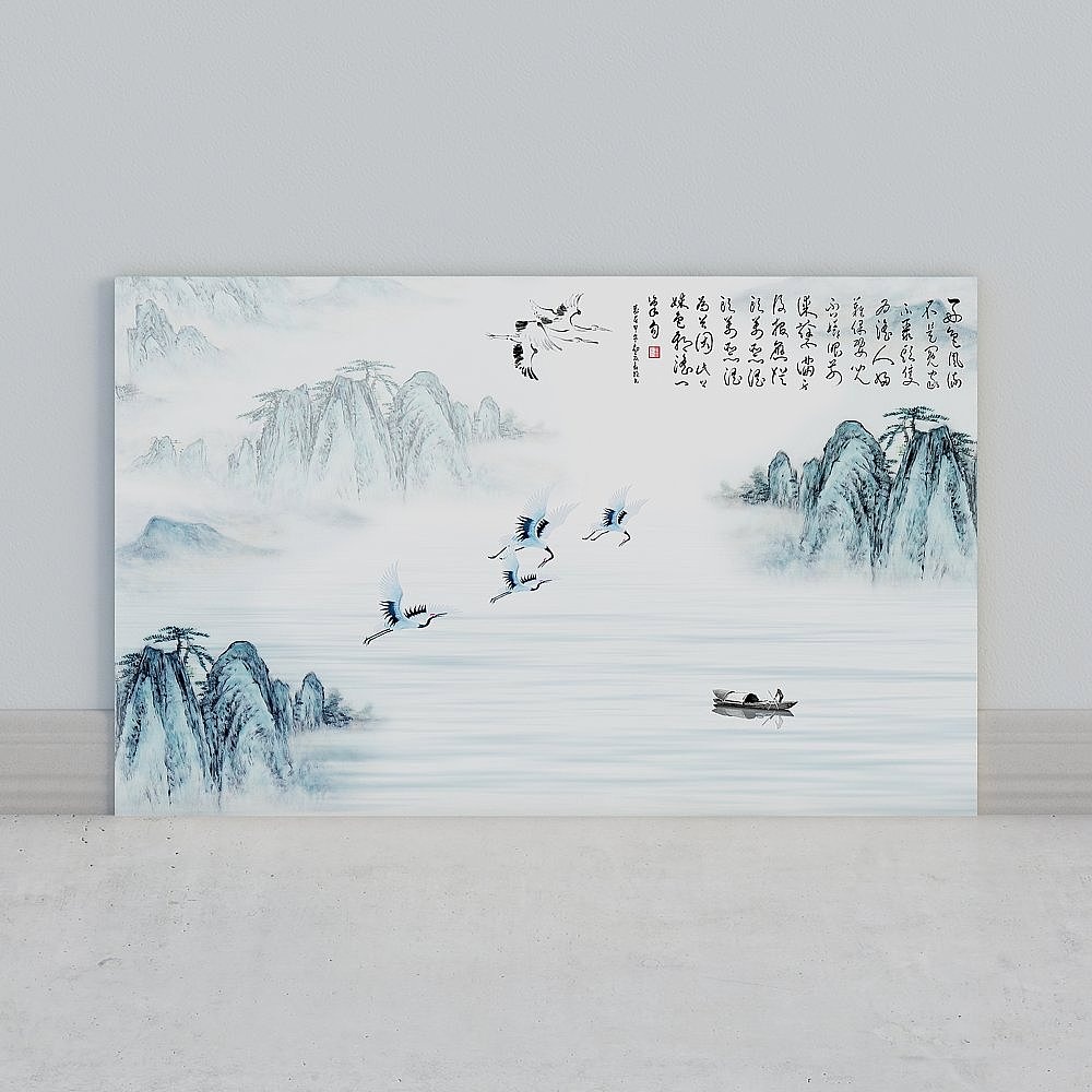 Mountain Water Crane 3D model in Low-Poly Style