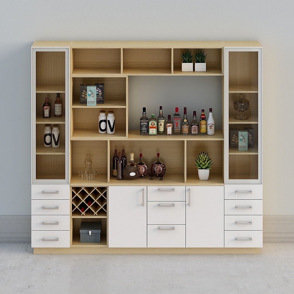 [whole house custom]-modern simple rice white log Nordic wine ca