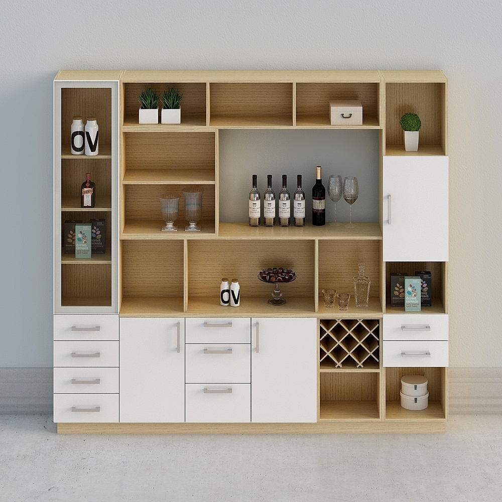 [whole house custom]-modern simple rice white log Nordic wine ca