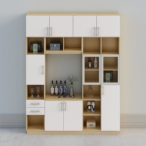 Stylish Low-Polygon Wine Cabinet 3D model