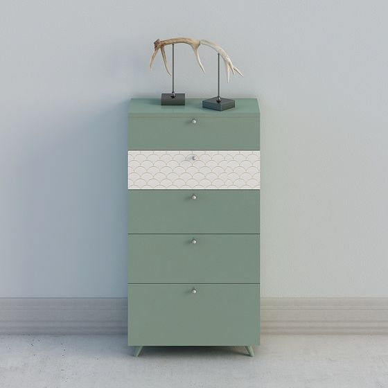 【全屋定製】-綠松石北歐現代輕奢綠灰撞色-鬥櫃角幾-3