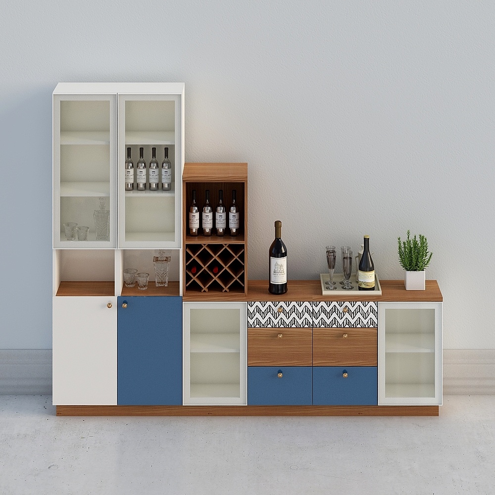 [การปรับแต่งบ้านทั้งหลัง] - เรขาคณิตสีสันสดใสยุโรปทันสมัย-ตู้เก็บไวน์-1