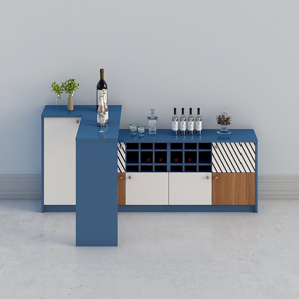 [การปรับแต่งบ้านทั้งหลัง] - เรขาคณิตสีสันสดใสยุโรปทันสมัย-ตู้เก็บไวน์-1