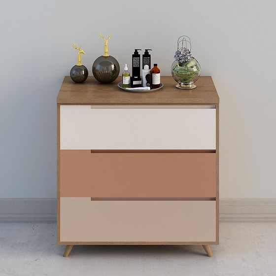 [การปรับแต่งทั้งบ้าน] - Marsala Wine Red · 1 นอร์ดิกโมเดิร์นไลท์หรูหราสีตัดกัน - โต๊ะเข้ามุมตู้เก็บของตู้ข้าง - 1