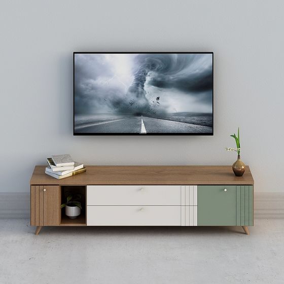 [การปรับแต่งบ้านทั้งหมด]-Turquoise Nordic Modern Lightหรูหราสีเขียวสีเทาสีตัดกัน-ตู้วางทีวี-2