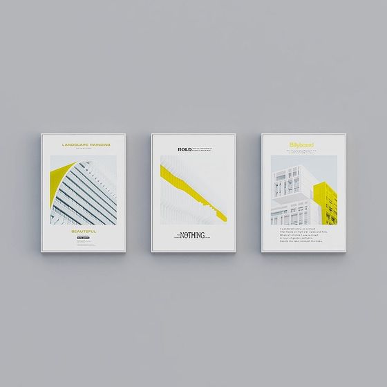 Modern Architectural Triptych 3D model