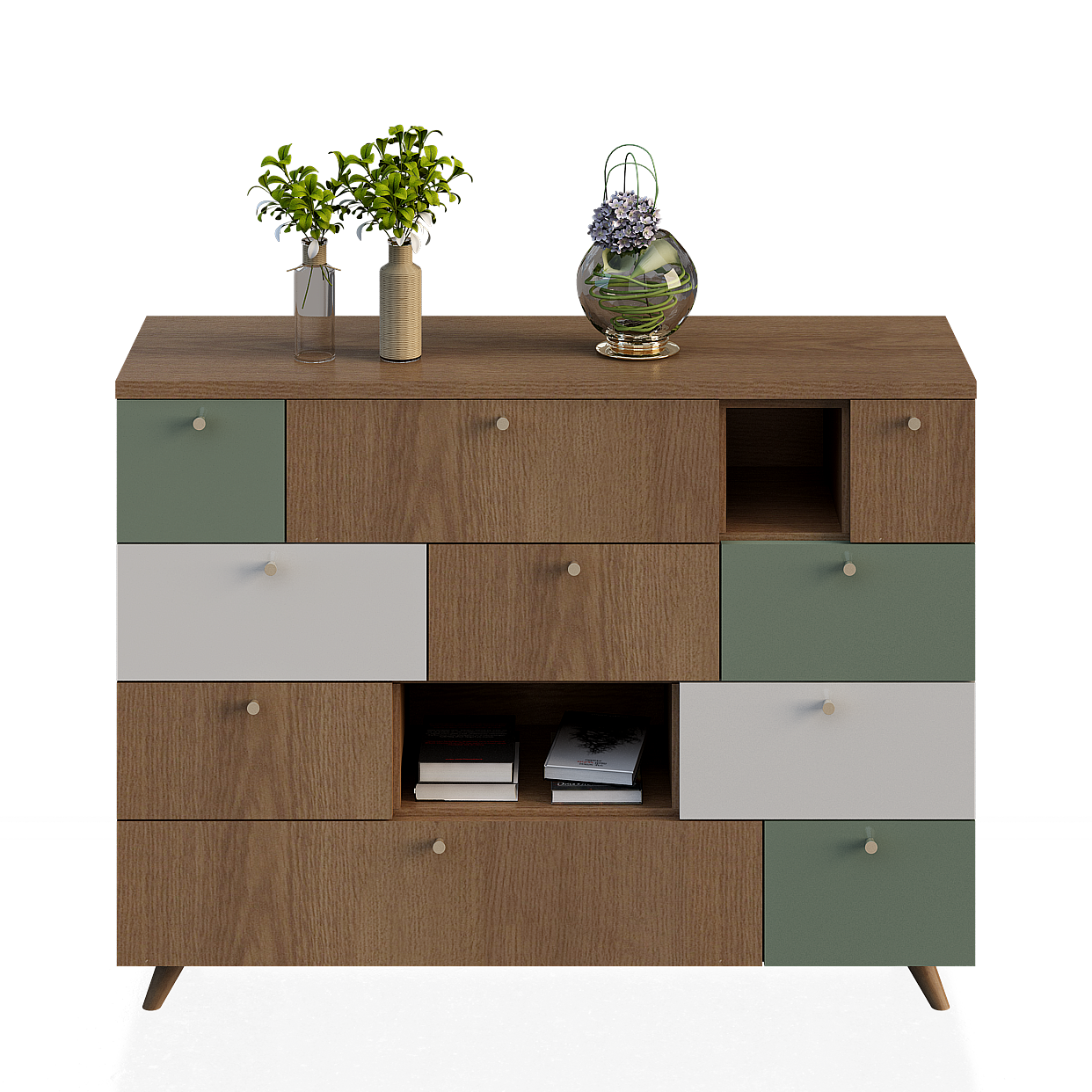 Colorful Sideboard 3D Model – Mid-Century Modern Design