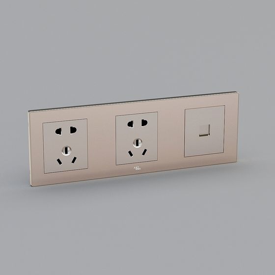 Minimalist 3D Electrical Socket Panel Model