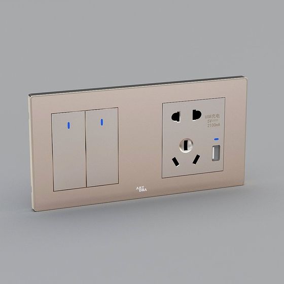 Sleek Switch Socket 3D Model for Modern Interiors