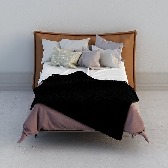Chic Modern Minimalist Bed 3D model for Stylish Interiors