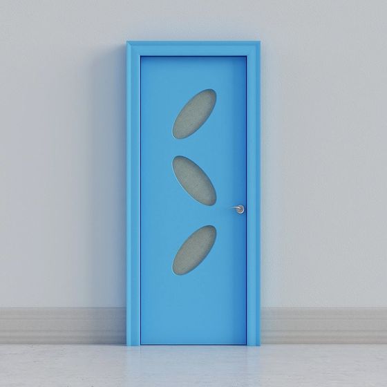 Charming Blue Door Low-Poly 3D Model