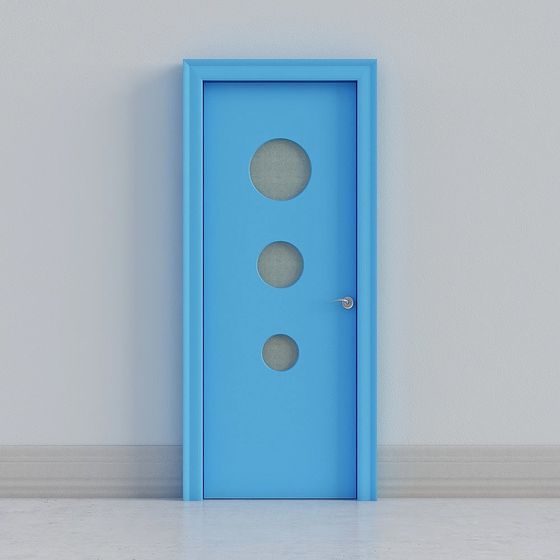 Blue Round Window Door 3D model