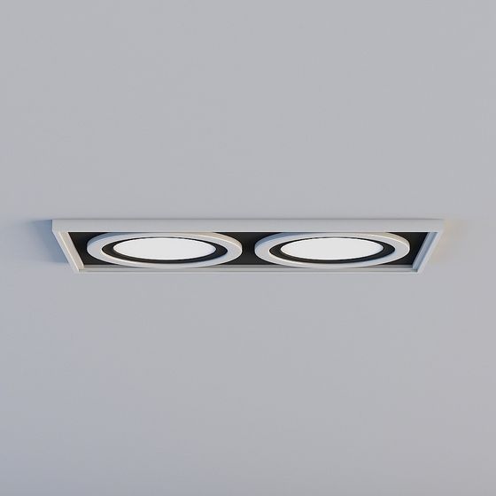 Dual Circular Embedded Light Fixture 3D model for Modern Spaces