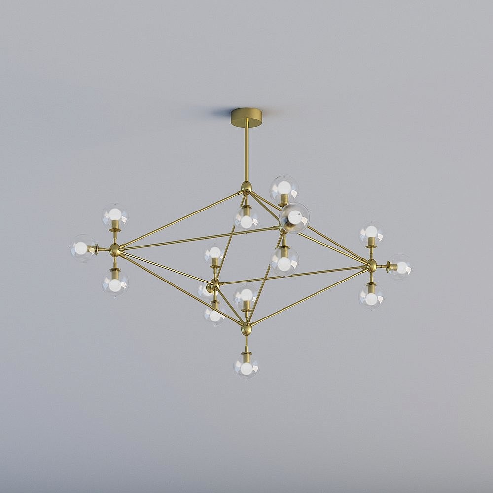 Elegant Low-Poly Chandelier 3D model
