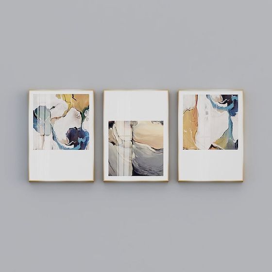 Color Melody Triptych 3D Model for Artistic Designs