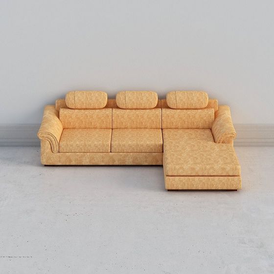 Retro L-Shaped Sofa 3D Model for Contemporary Spaces