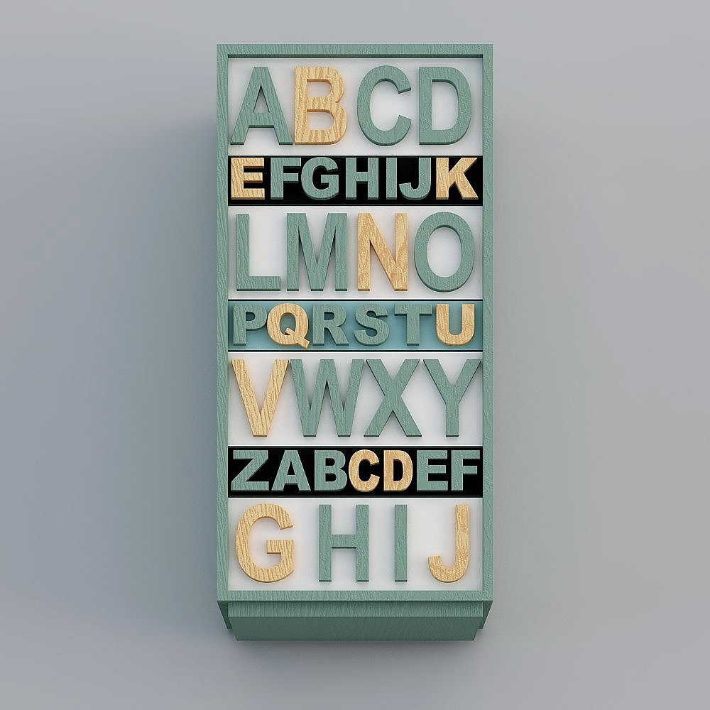 Wooden Alphabet 3D Model - Low Poly Design