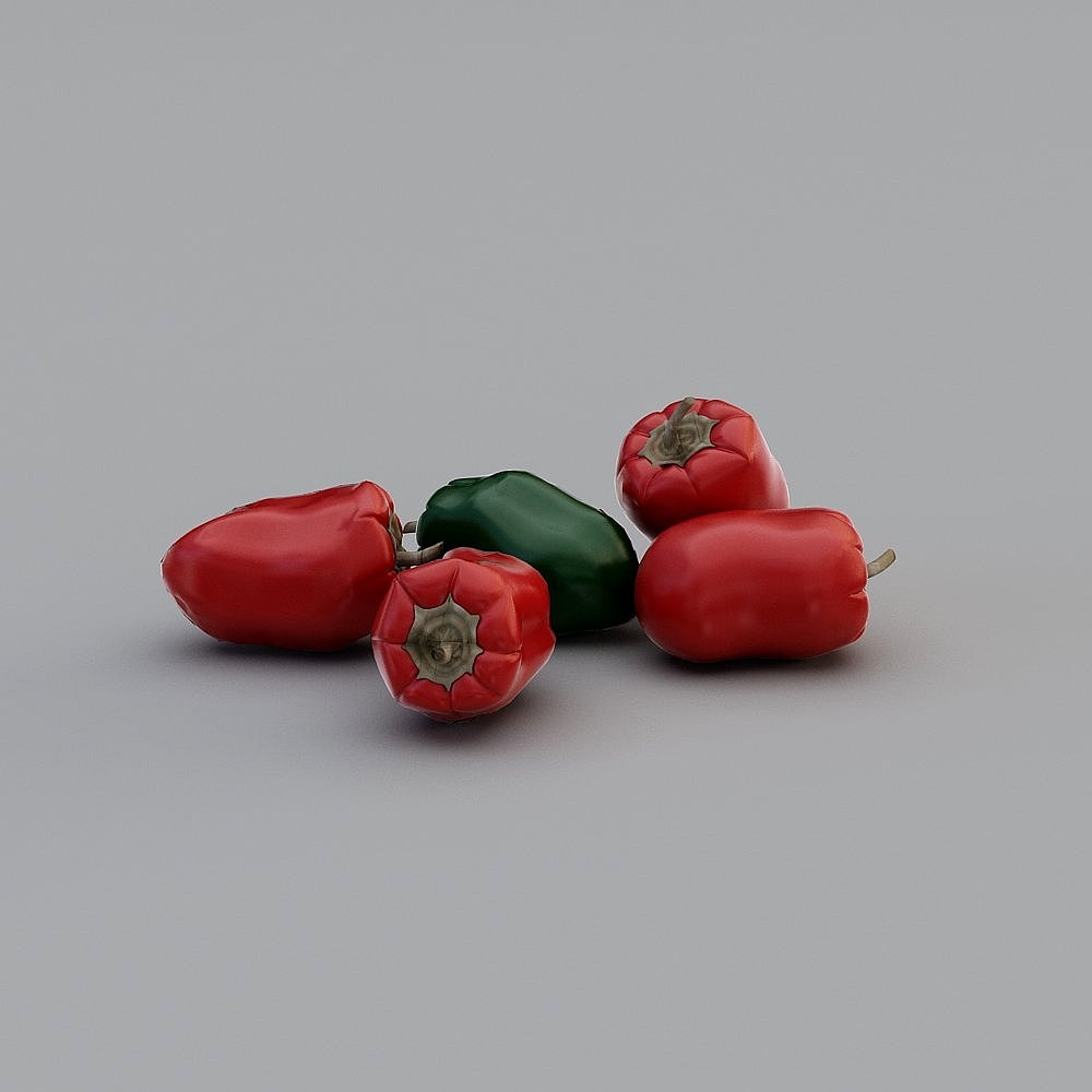 Realistic Low Poly Chili Pepper 3D Model
