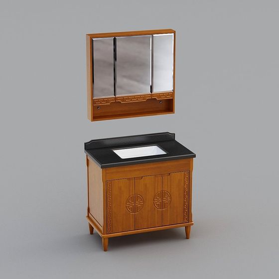 Chic Minimalist Bathroom Vanity 3D model for Modern Spaces