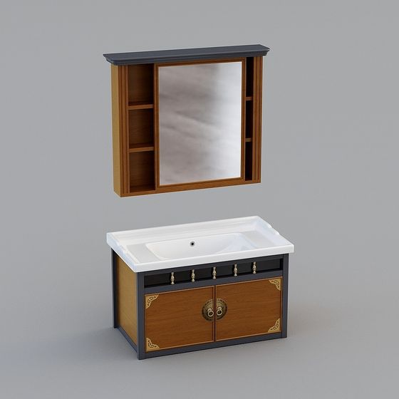 Elegant Bathroom Cabinet 3D model for Modern Design