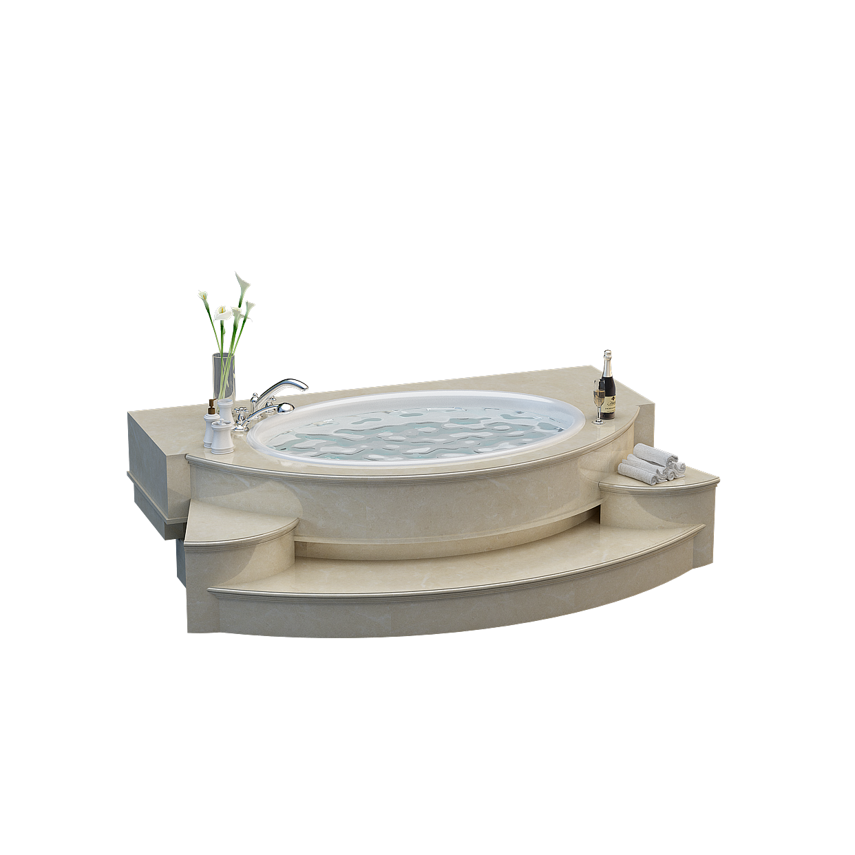 Sophisticated 3D Bathtub Model – Marble Texture