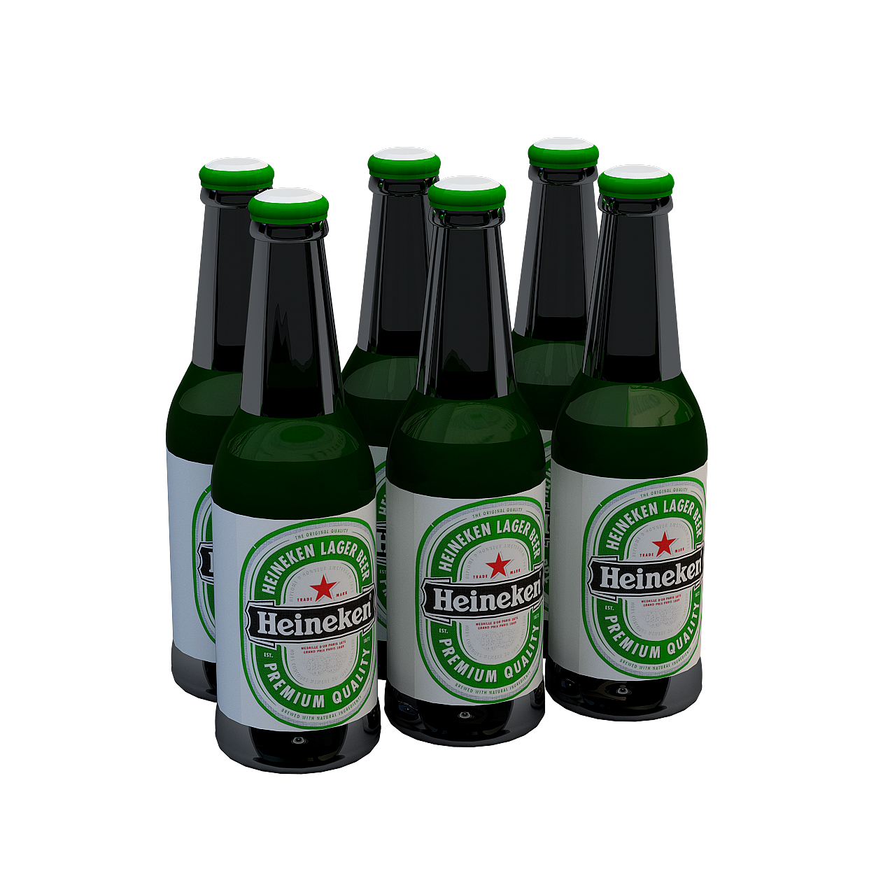 Heineken Beer Bottle 3D Model – Realistic Low-Poly Design