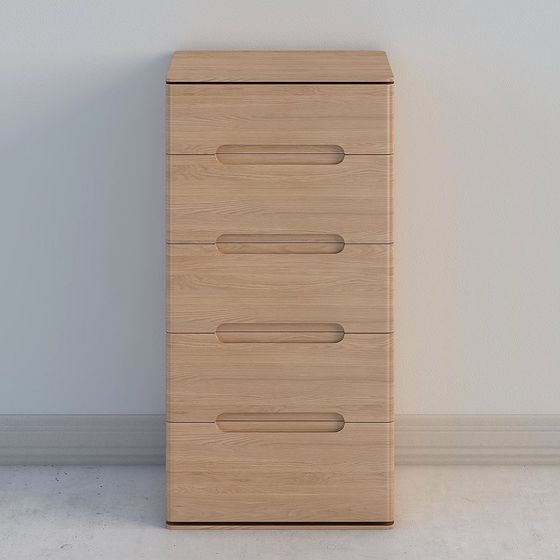 Low-Polygon Wooden Drawer Cabinet 3D model