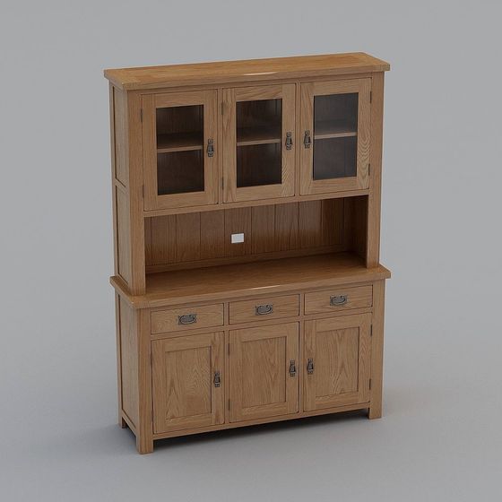 Rustic Oak Display Cabinet 3D model