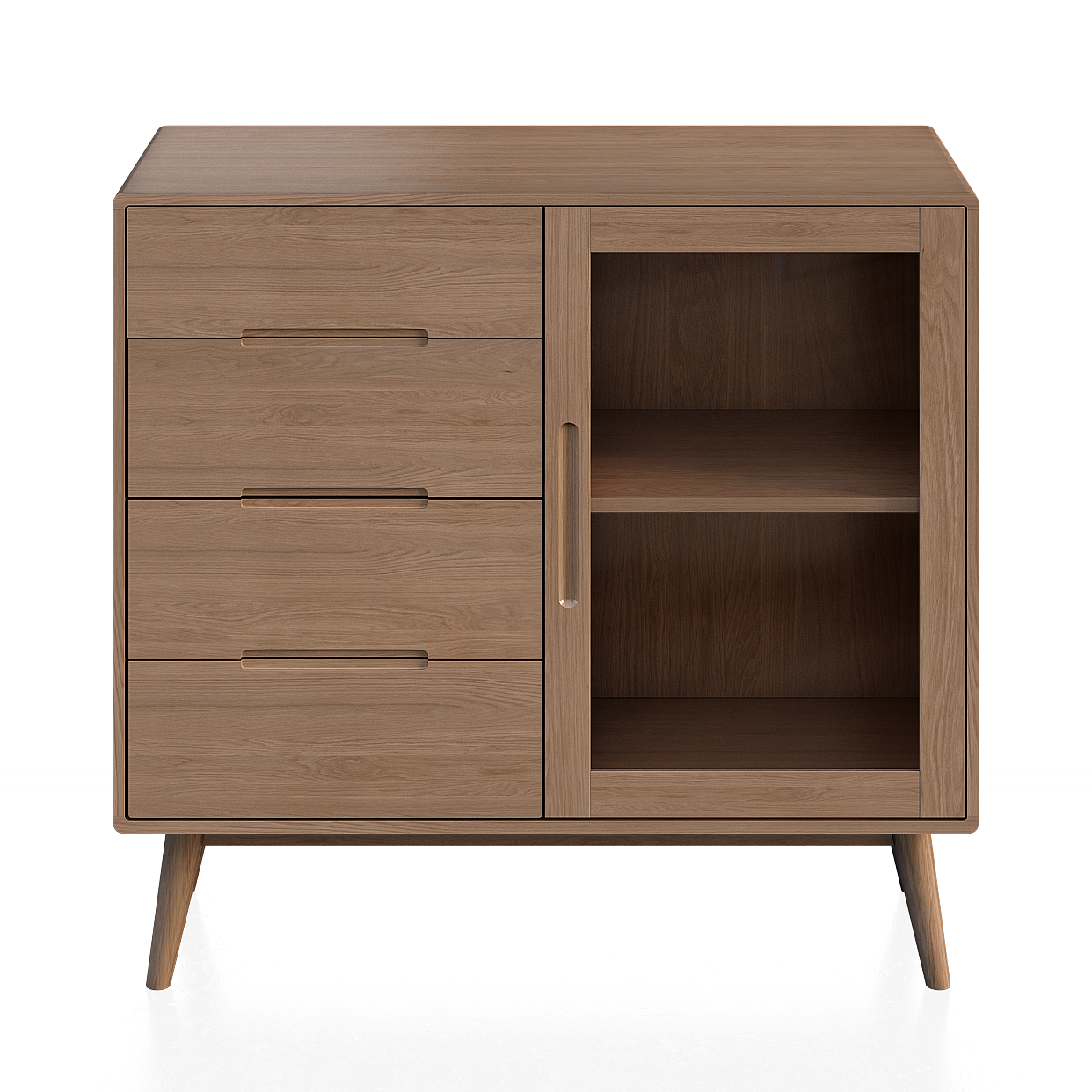Mid-Century Modern Sideboard 3D Model – Oak Wood Finish