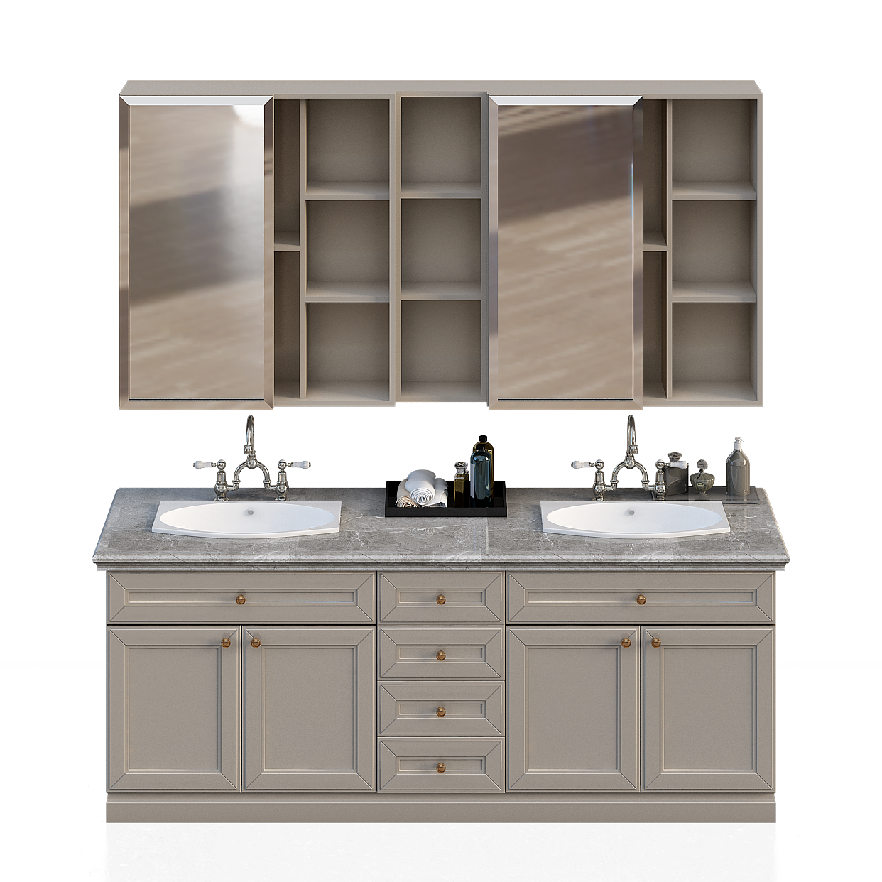 Asian Vanities Earth Color 2m+ – Wooden Texture 3D Model
