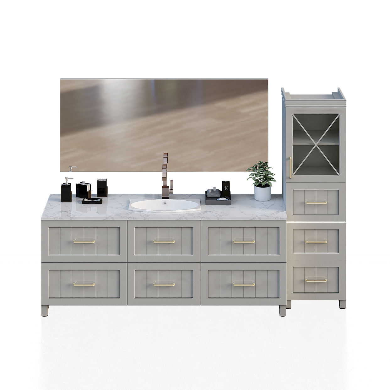 Modern Vanity 3D Model – Earth Tone, 2m+ Wide
