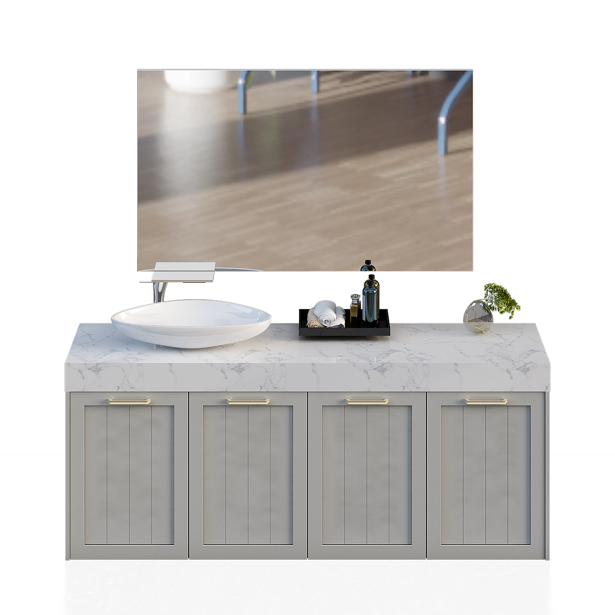 Modern Black Vanity 3D Model – 2m+ Length