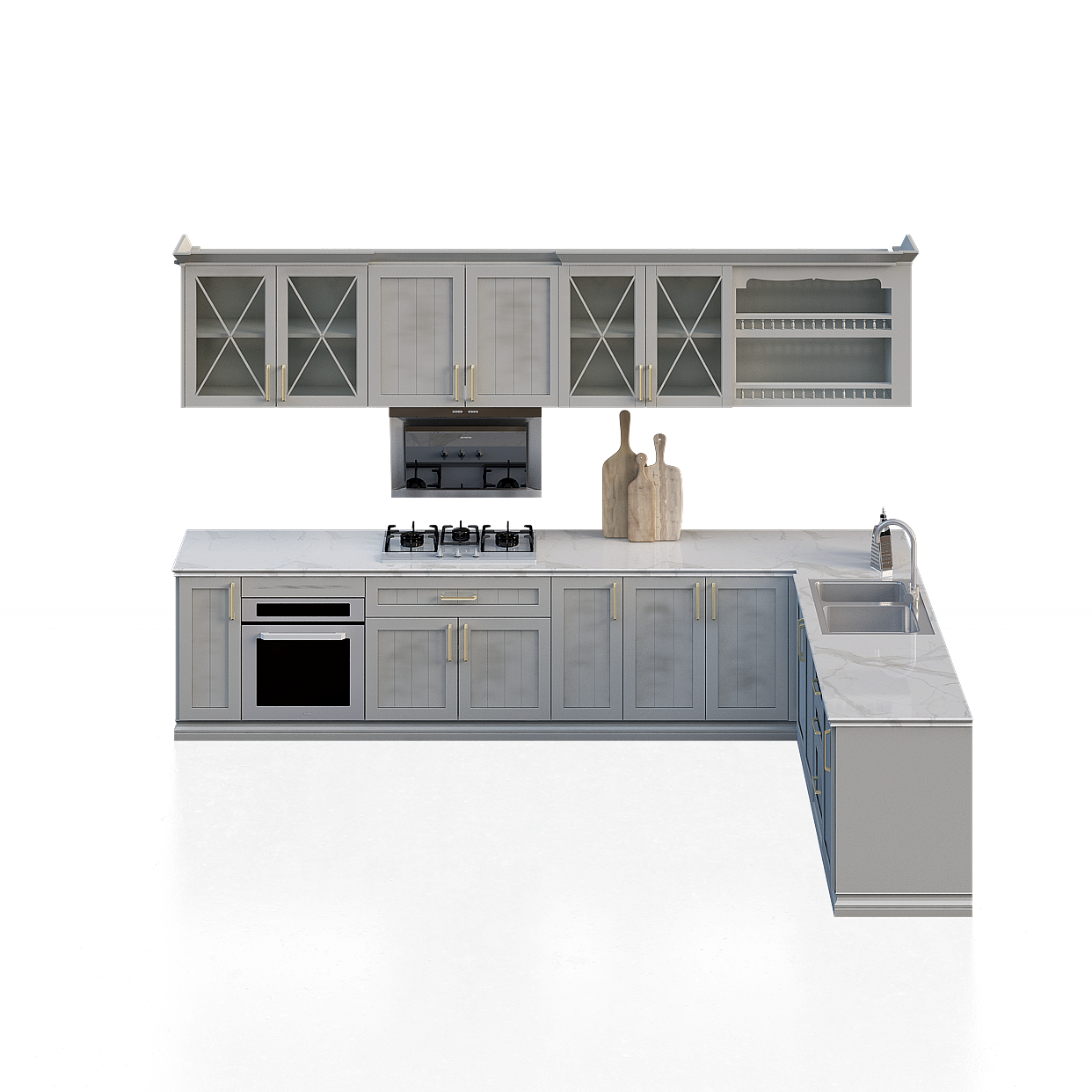 Modern Kitchen Cabinets Black and Gray 3D Model