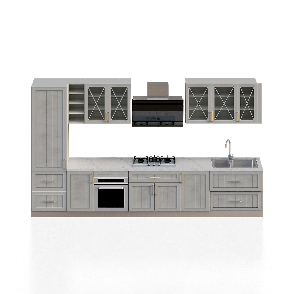 Farmhouse Kitchen Cabinets 3D Model – Black and Gray